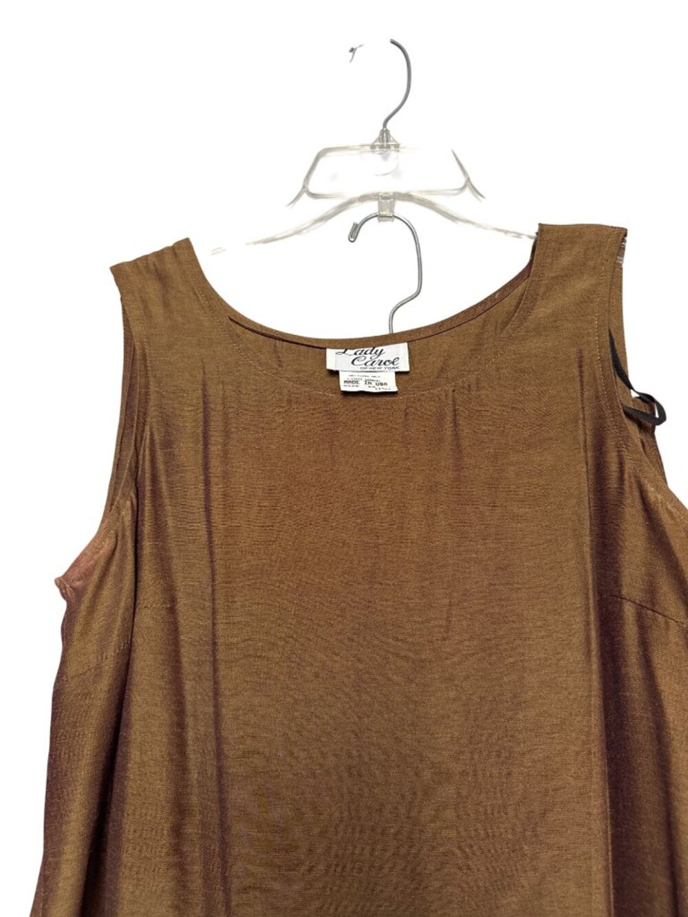 Lady Carol Womens Sleeveless Brown Pant Set Size 12 Lightweight Polyester Blend - Picture 2 of 6